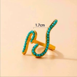 Turquoise boho beaded ring